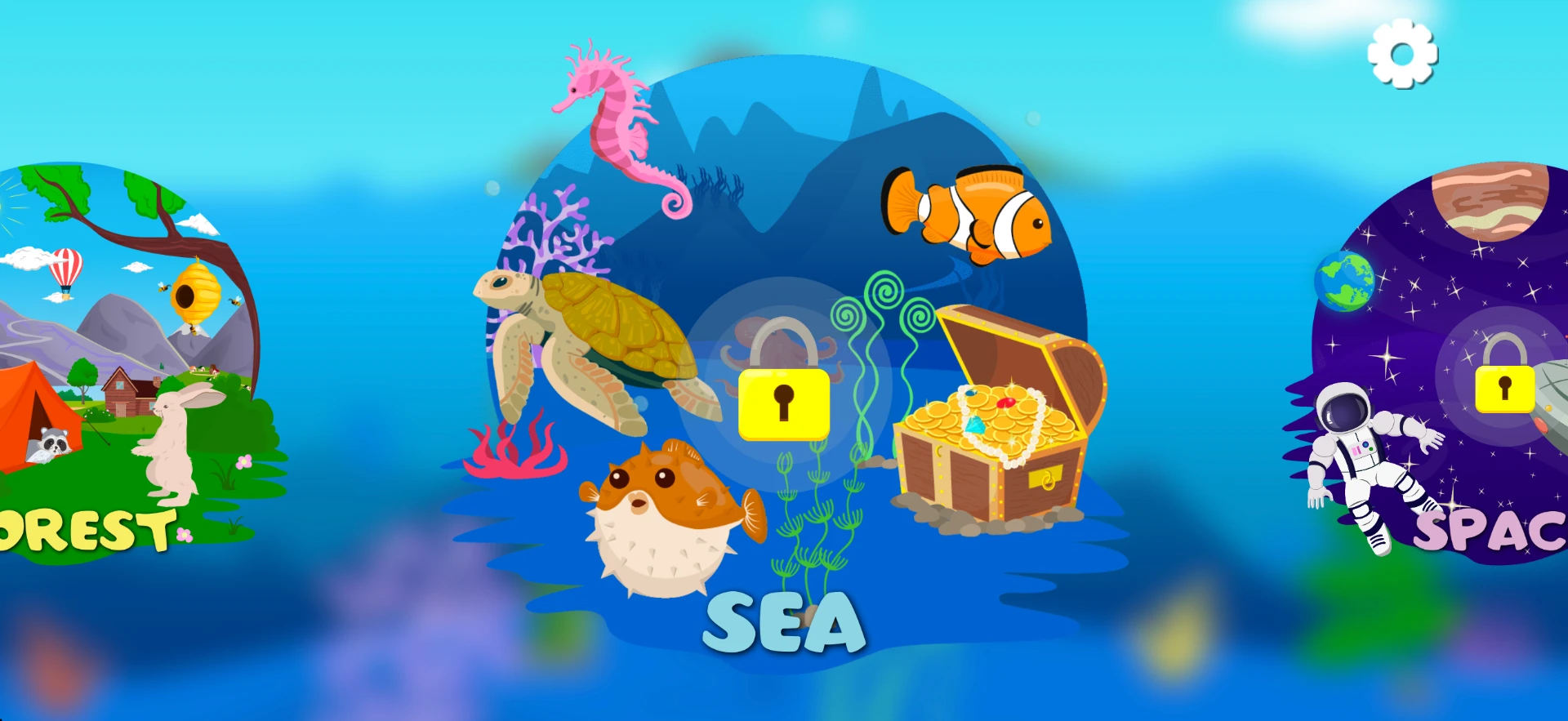 Nairi Puzzle sea theme selection screen
